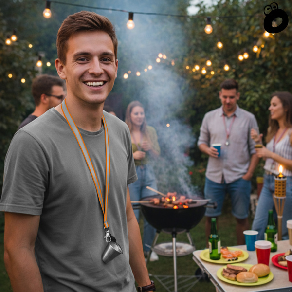 Zestaw imprezowy smycz odblaskowa POMARAŃCZOWA z kieliszkiem metalowym