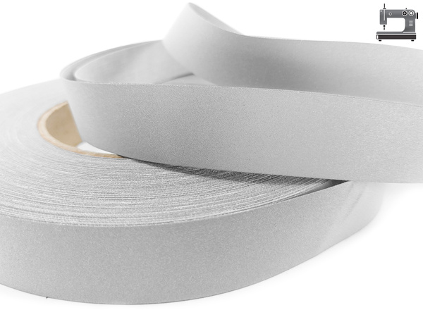 Odblaskowa taśma do wszycia srebrna 2,5 cm / 5 mb.