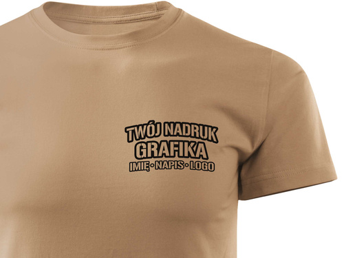 Piaskowa męska koszulka T-shirt z własnym nadrukiem