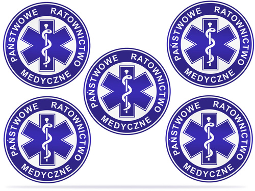 Komplet 5szt naklejek medycznych odblaskowych – Państwowe Ratownictwo Medyczne - 5cm