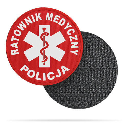 POLICJA RATOWNIK MEDYCZNY naszywka odblaskowa z eskulapem