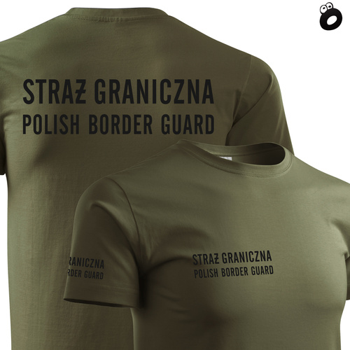 Koszulka męska T-shirt nadruk STRAŻ GRANICZNA - POLISH BORDER GUARD - zieleń wojskowa