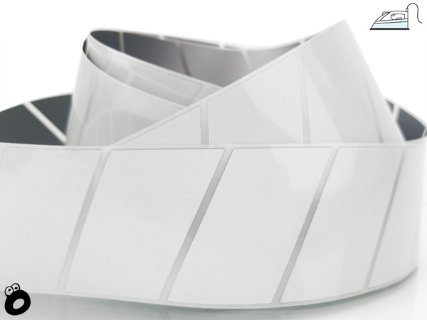 Odblaskowa taśma do wprasowania srebrna skos szeroki 5 cm / 10 mb.