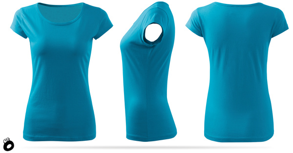 Zestaw 3 sztuk damskich koszulek bawełnianych - kolor turkusowy
