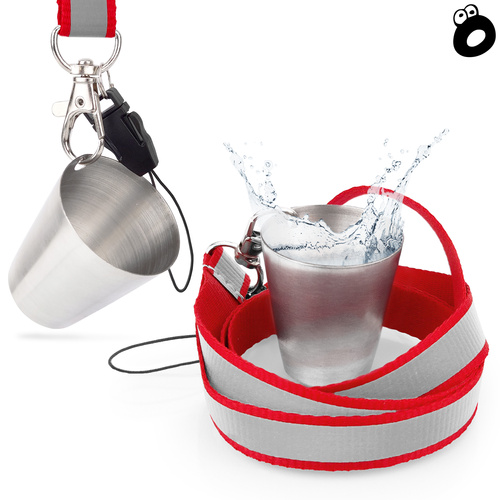 Zestaw imprezowy smycz odblaskowa CZERWONA z kieliszkiem metalowym