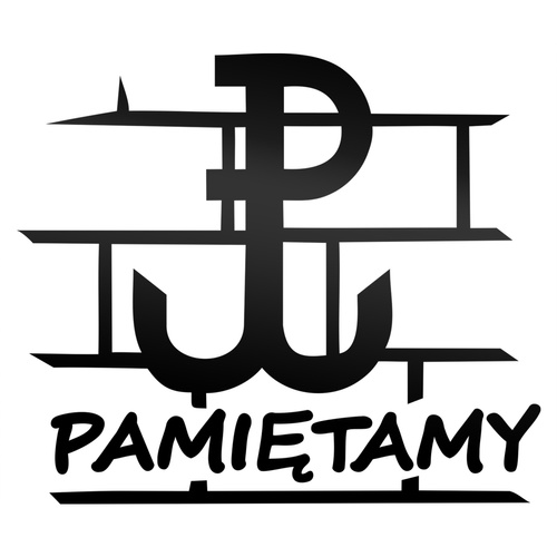 Polska Walcząca pamiętamy 2 odblaskowa naklejka na auto czarna