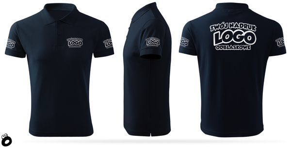 Bawełniana męska koszulka polo z własnym nadrukiem - kolor granatowy