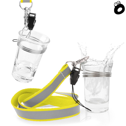 Zestaw imprezowy smycz odblaskowa ŻÓŁTA z kieliszkiem szklanym