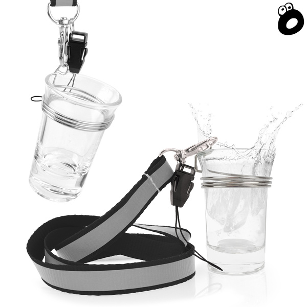 Zestaw imprezowy smycz odblaskowa CZARNA z kieliszkiem szklanym