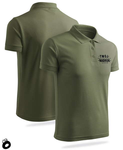 Bawełniana męska koszulka polo z własnym nadrukiem - kolor khaki