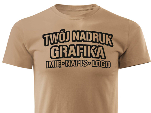 Piaskowa męska koszulka T-shirt z własnym nadrukiem