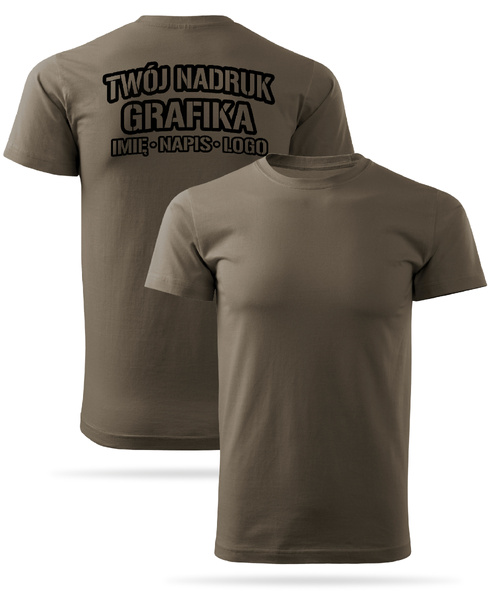 Brązowa męska koszulka T-shirt z własnym nadrukiem 