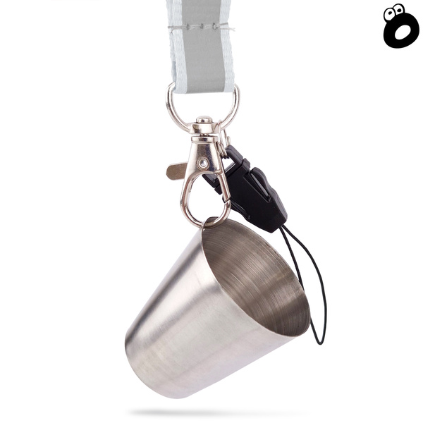 Zestaw imprezowy smycz odblaskowa SZARA z kieliszkiem metalowym