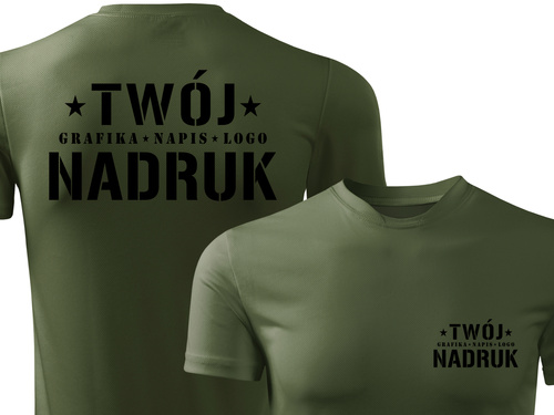 Termoaktywna koszulka outdoorowa z własnym nadrukiem - kolor khaki