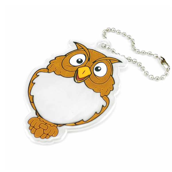 Zawieszka odblaskowa na łańcuszku - SOWA KOLOROWA
