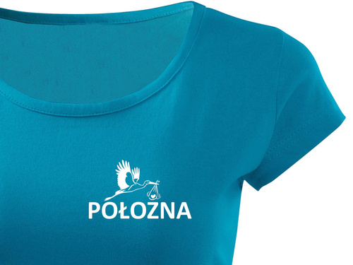 Koszulka medyczna damska z nadrukiem - POŁOŻNA