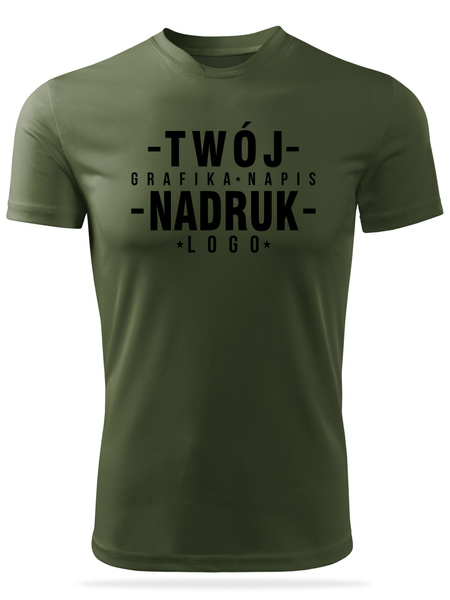 Termoaktywna koszulka outdoorowa z własnym nadrukiem - kolor khaki