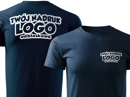 Granatowa męska koszulka T-shirt z własnym nadrukiem