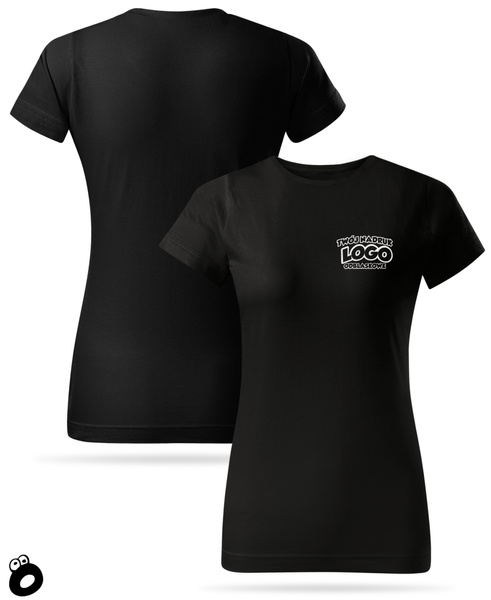 Damska bawełniana koszulka T-shirt z własnym nadrukiem - kolor czarny