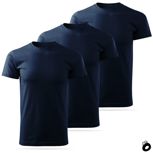 Zestaw 3 sztuk męskich koszulek bawełnianych T-shirt - granatowe