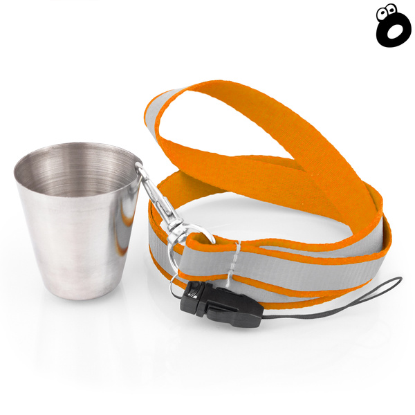 Zestaw imprezowy smycz odblaskowa POMARAŃCZOWA z kieliszkiem metalowym