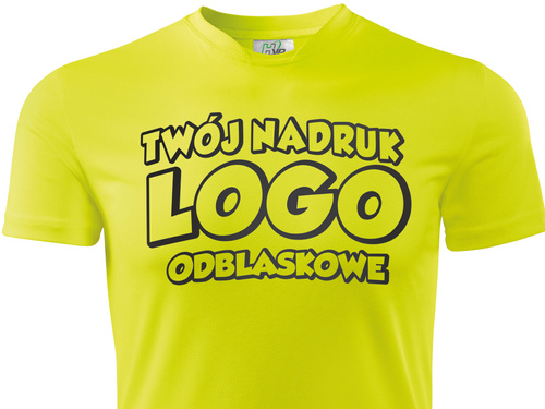 Żółta męska koszulka termoaktywna z własnym nadrukiem
