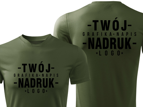 Termoaktywna koszulka outdoorowa z własnym nadrukiem - kolor khaki