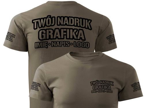 Brązowa męska koszulka T-shirt z własnym nadrukiem