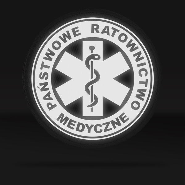 PAŃSTWOWE RATOWNICTWO MEDYCZNE naszywka odblaskowa z eskulapem