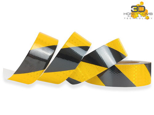 Odblaskowa taśma samoprzylepna żółto-czarna 5cm