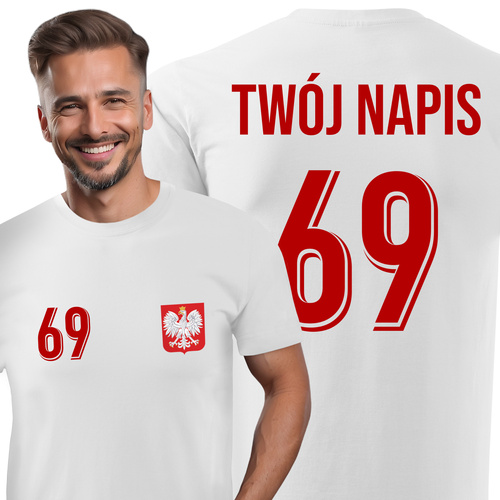 Bawełniana koszulka męska T-shirt z TWOIM NAPISEM I NUMEREM