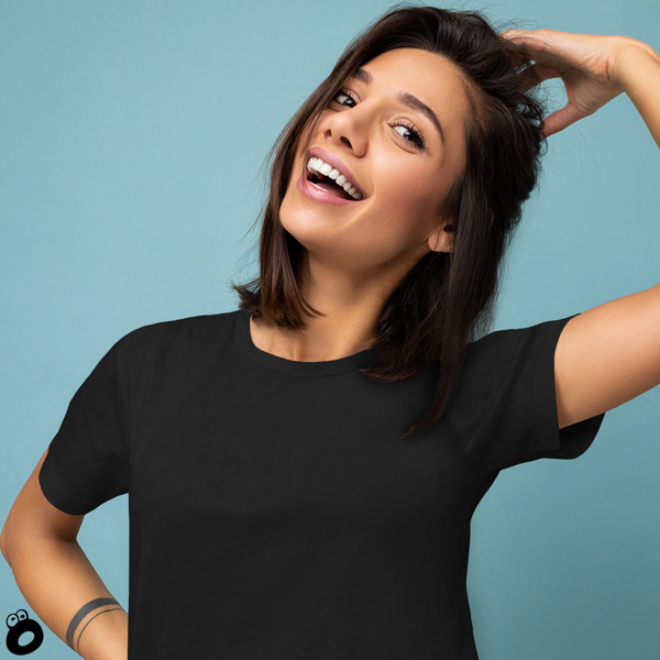 Damska koszulka bawełniana T-shirt - kolor czarny