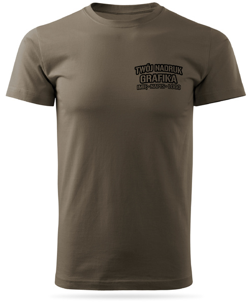Brązowa męska koszulka T-shirt z własnym nadrukiem 