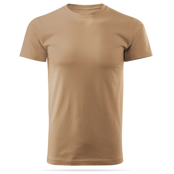 Bawełniana koszulka męska outdoorowa - piaskowa