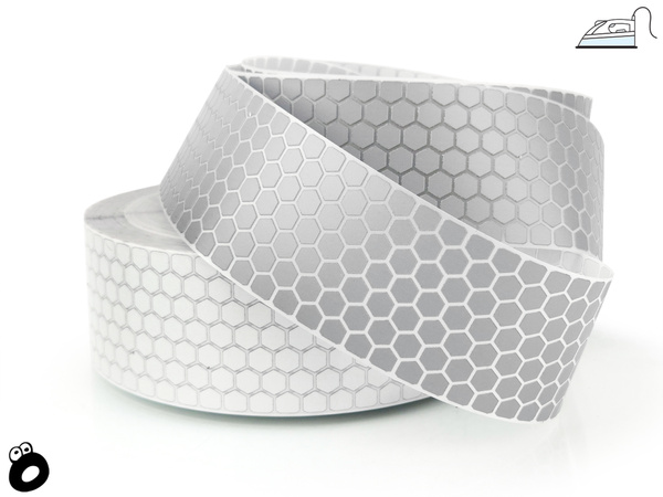 Odblaskowa taśma do wprasowania srebrna plaster miodu 5 cm / 5 mb.