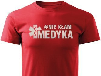 Koszulka T-shirt wzór odblaskowy #NIE KŁAM MEDYKA