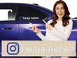 Naklejka z logiem INSTAGRAM i Twoją nazwą social mediów - srebrny odblask