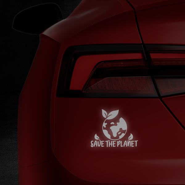 SAVE THE PLANET odblaskowa naklejka - czarna