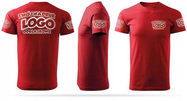 Czerwona męska koszulka T-shirt z własnym nadrukiem 