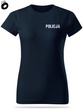 Koszulka damska T-shirt, kolor granatowy, nadruk odblaskowy POLICJA
