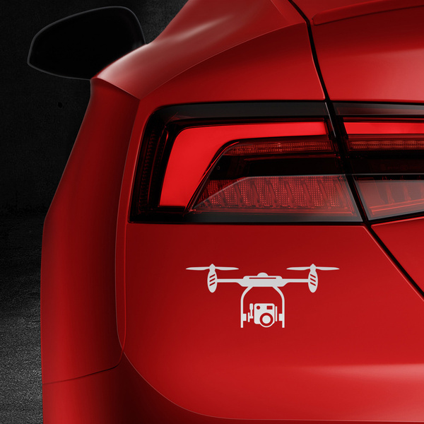 DRON 1 odblaskowa naklejka na auto srebrna