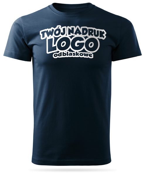 Granatowa męska koszulka T-shirt z własnym nadrukiem