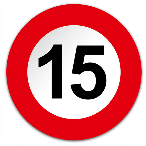 Naklejka znak ograniczenie prędkości 15 km/h