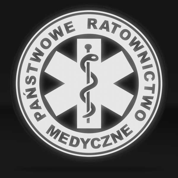 PAŃSTWOWE RATOWNICTWO MEDYCZNE naszywka odblaskowa z eskulapem