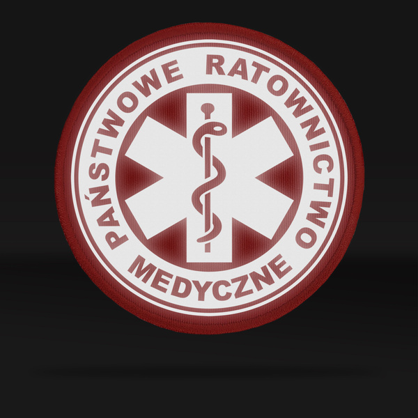 PAŃSTWOWE RATOWNICTWO MEDYCZNE naszywka odblaskowa z eskulapem