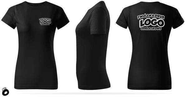 Damska bawełniana koszulka T-shirt z własnym nadrukiem - kolor czarny