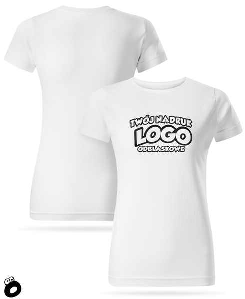 Damska bawełniana koszulka T-shirt z własnym nadrukiem - kolor biały