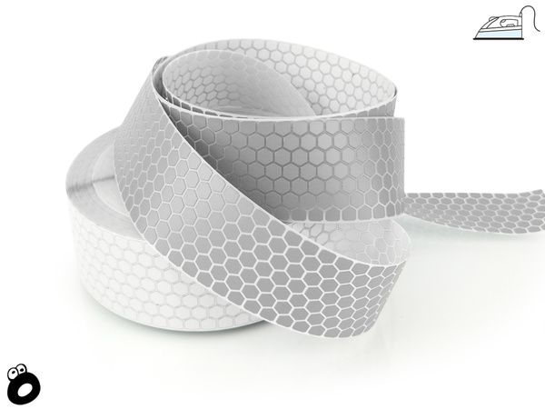 Odblaskowa taśma do wprasowania srebrna plaster miodu 5 cm / 10 mb.