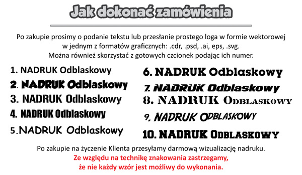 Zestaw naszywek odblaskowych z własnym napisem 
