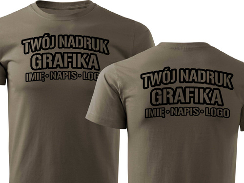 Brązowa męska koszulka T-shirt z własnym nadrukiem